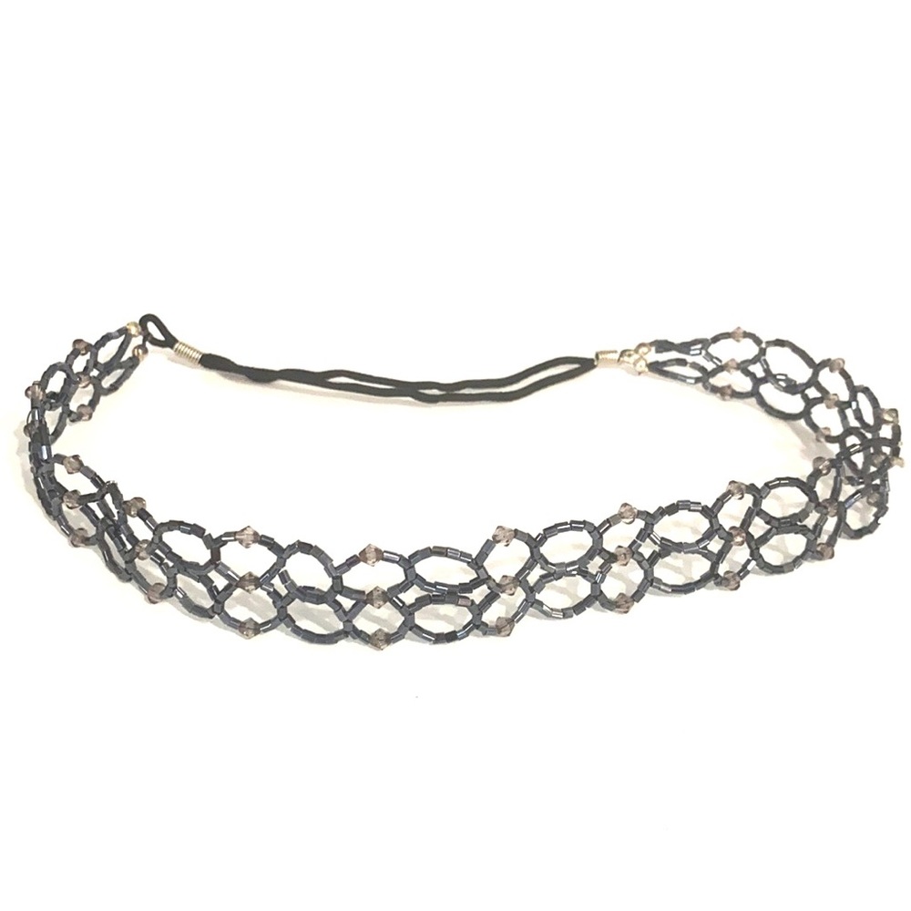 Beaded Headband Gray